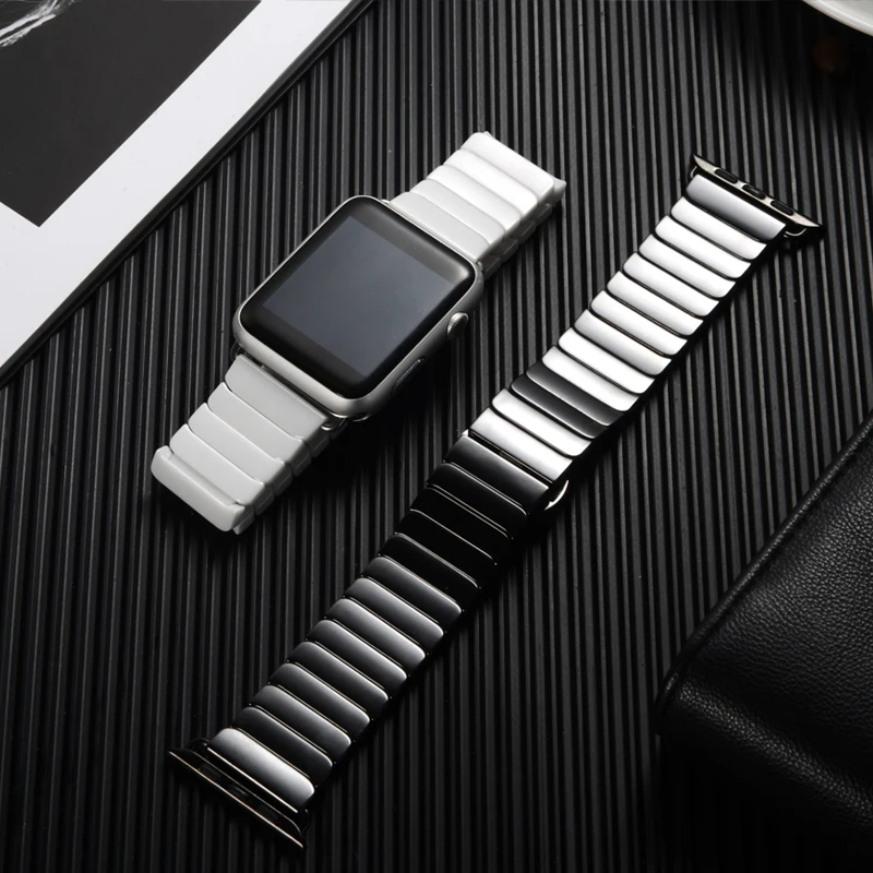 

Ceramic Strap for Apple Watch Band 44mm 40mm 45mm 41mm 42mm 38mm Accessories Stainless steel bracelet iWatch series 6 5 4 3 se 7