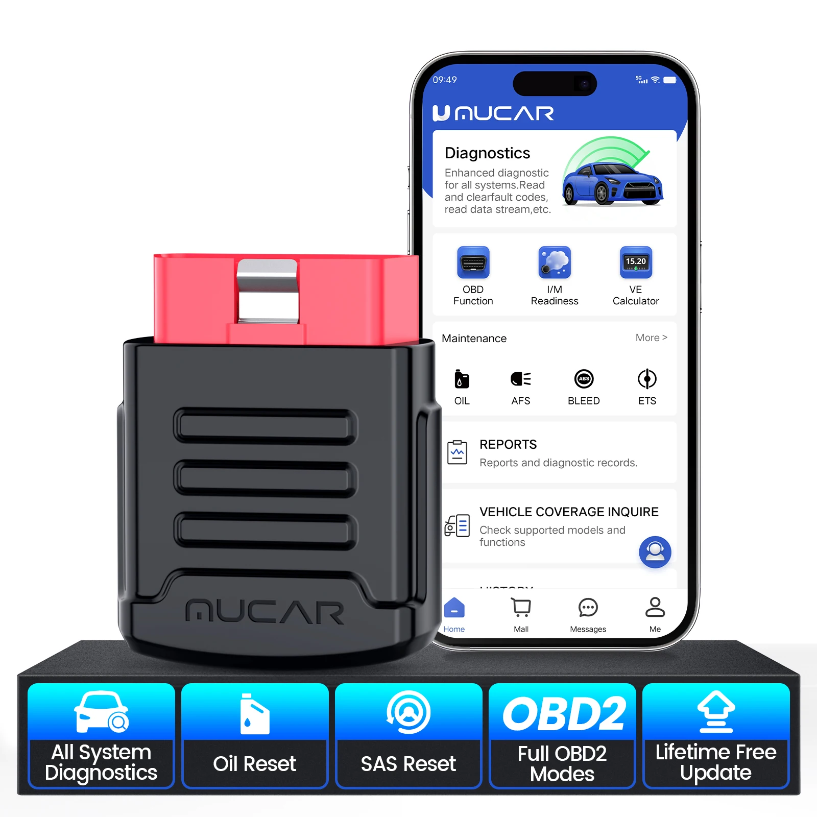 

MUCAR BT200 OBD2 сканер 2024, полная система, диагностические инструменты, масло SAS, сброс, беспроводной автомобильный считыватель кодов ошибок VS Mucar BT200 Pro