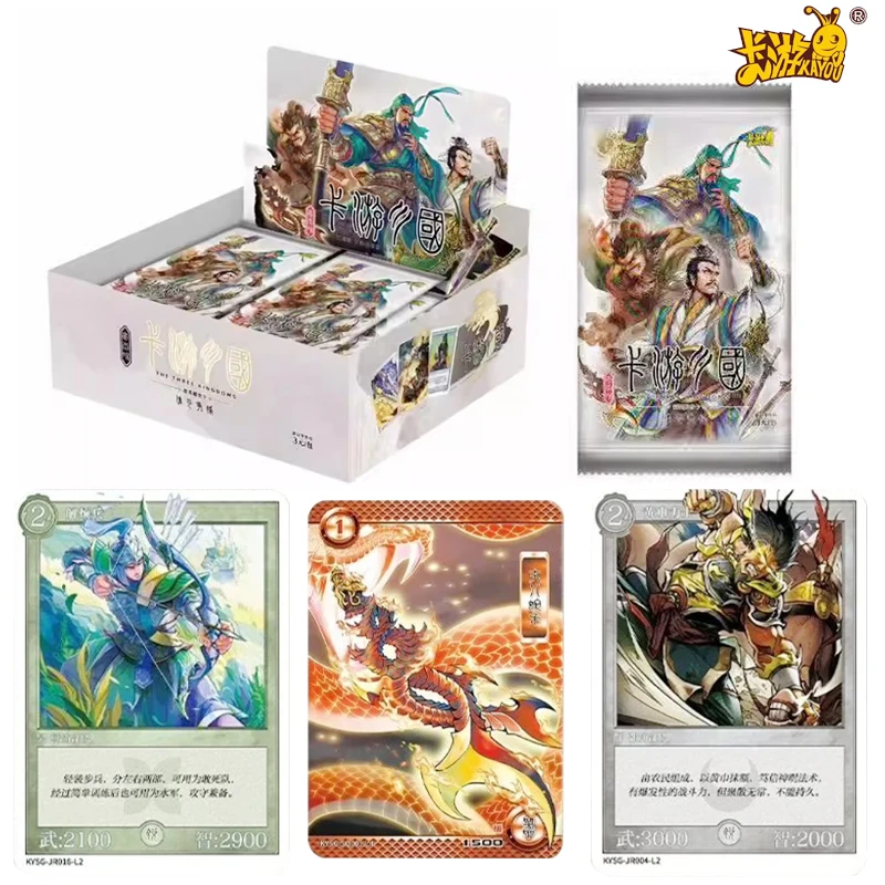 

New Original KAYOU Three Kingdoms Card Box Guan Yu Cao Cao Zhang Fei Liu Bei Rare Hero Cards Added Weapon Collection Kids Gifts