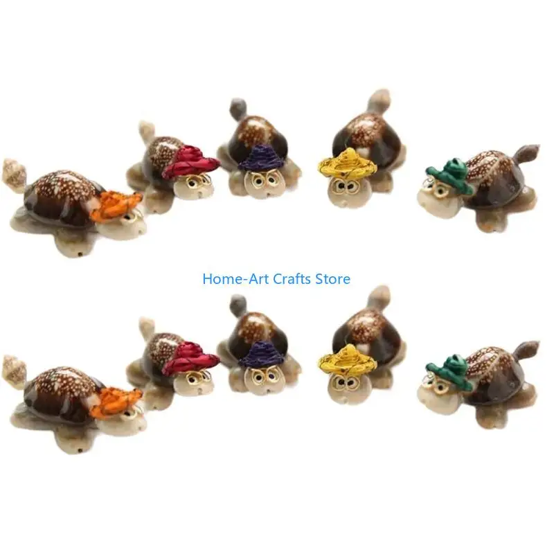 

Y3NA 10pcs Миниатюрные черепахи Скульптура с шляпными настольными столами ландшафтные забавные декоры