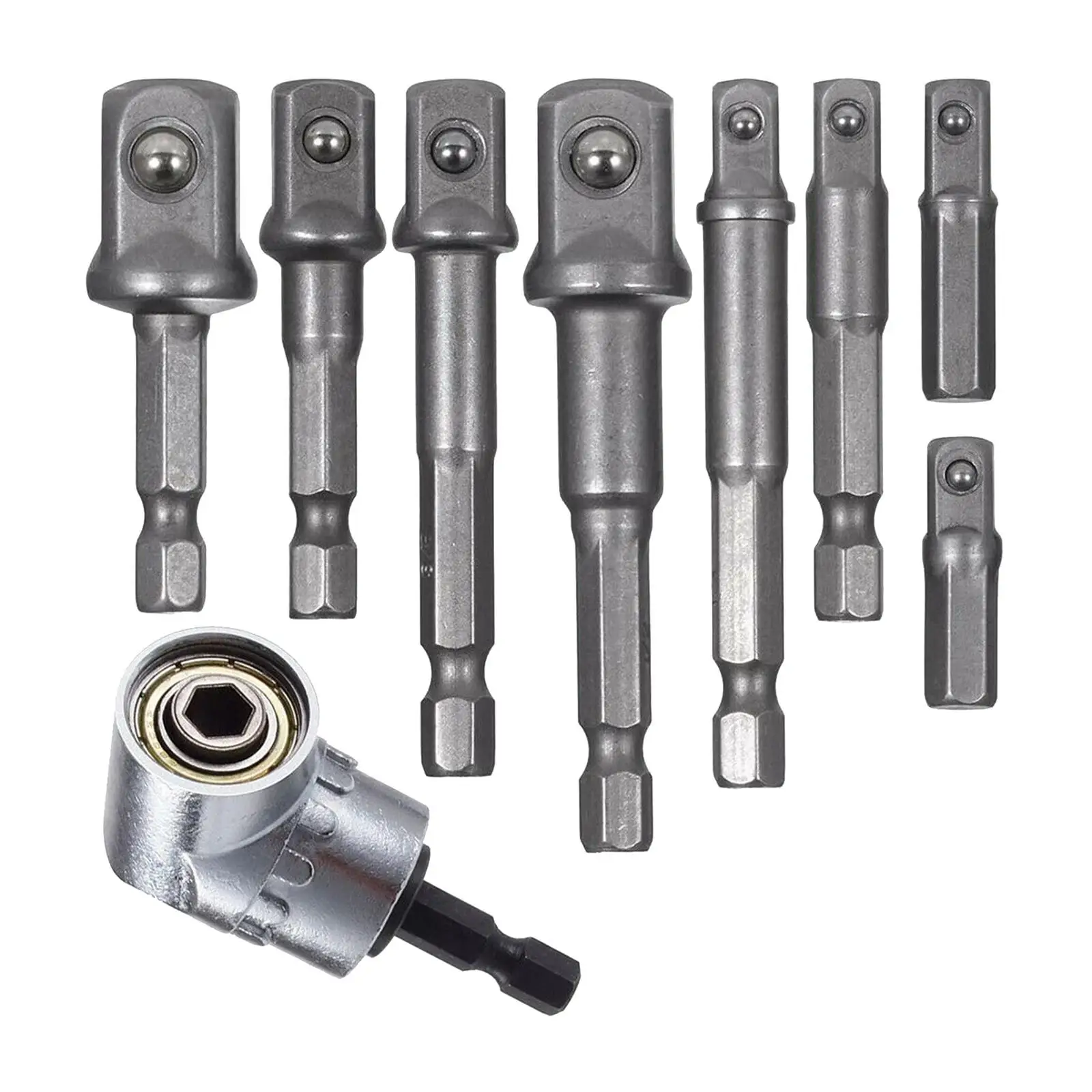 

9 Pieces Hex Impact Shank 1/4" 3/8" 1/2" Adapter Attachments