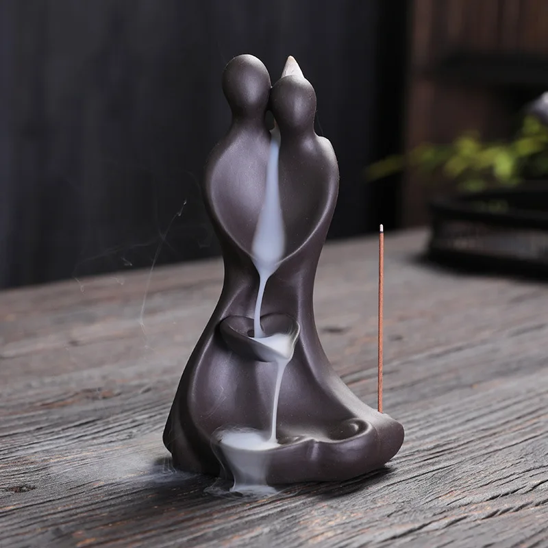

Y Love Each Other Backflow Incense Burner Purple Sand Incense Waterfall Cone Censers Ceramic Incense Holder Home Decor Ornaments