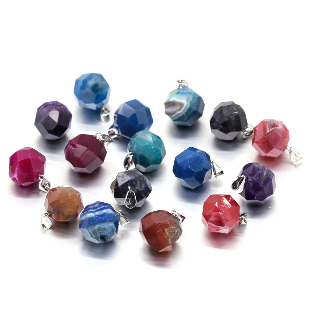 

Natural Stone Pendants Faceted Dragon Pattern Colorful Crystal Agates Stone Charms for Jewelry Making Necklace Bracelet Gift DIY