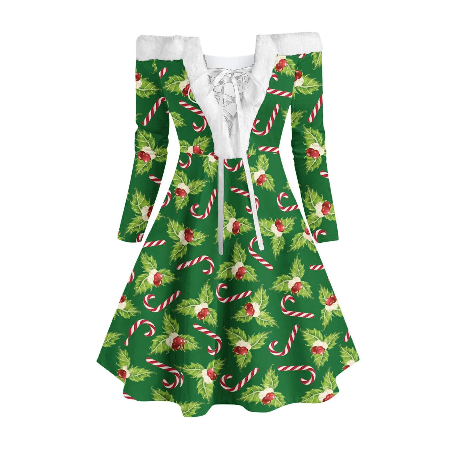 

Ugly Christmas Dresses For Women Casual Long Sleeve Patchwork Off Shoulder Knee Length Dress Xmas Elegant Party Eyelet Dress