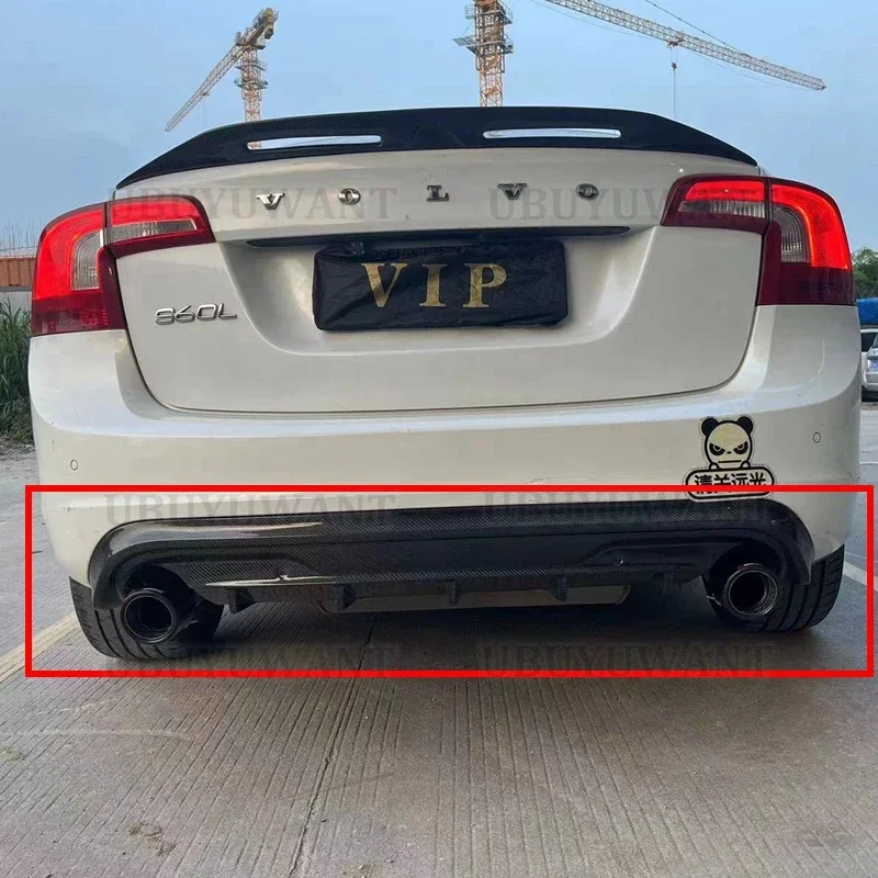 Фото ABS глянцевый черный автомобильный задний бампер диффузор разветвители тюнинговые комплекты кузова с насадками для выхлопных газов для VOLVO S60 V60 2014-2016 №3