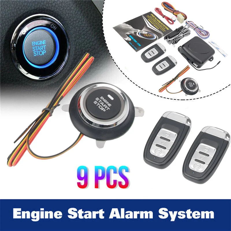 

Keyless Entry System Remote Control Engine Start Car Alarm With Autostart Push Start Stop Button PKE Central Locking Automation