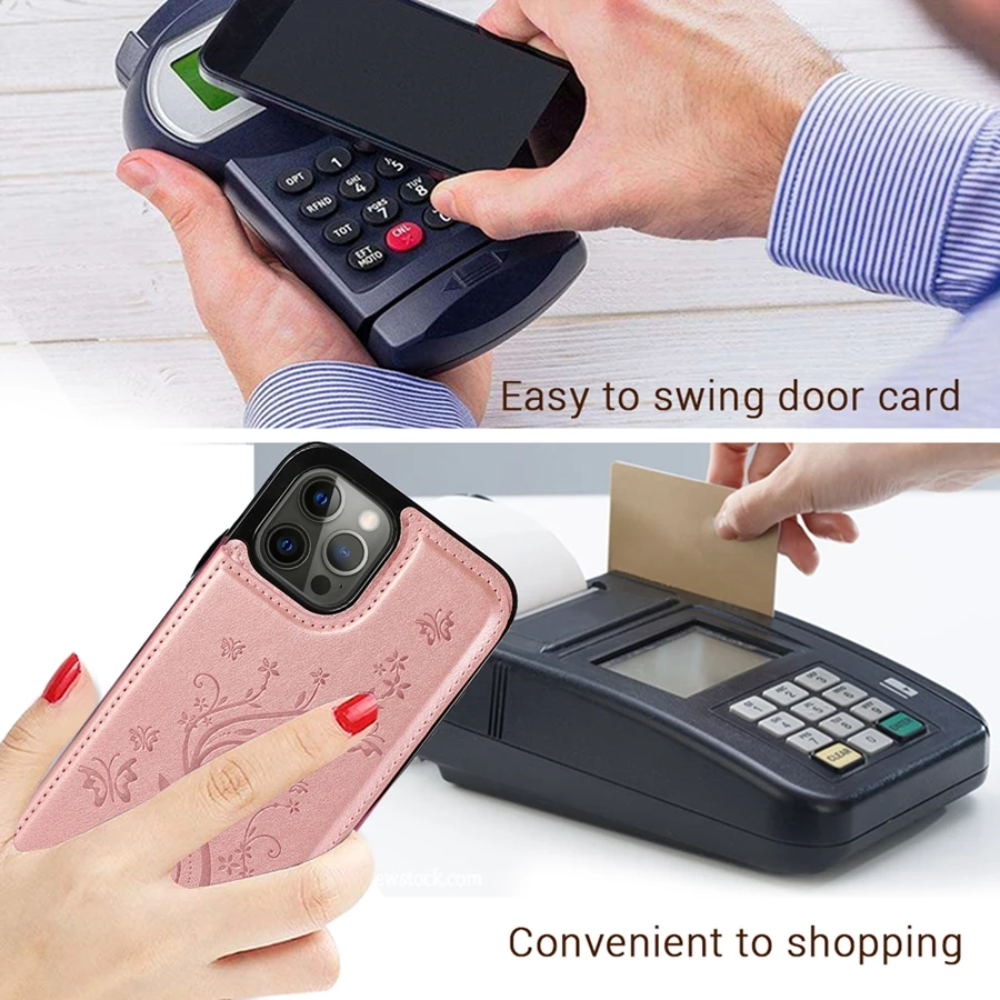 Butterfly Fall Protection Leather Wallet Case For iPhone 14 Pro Max 13 Pro Max 12 Pro Max 11 Pro Max X XR XS 8 7 6 6S Plus 5 5S