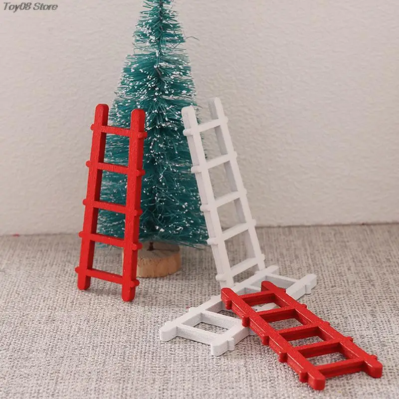 

1PC 1:12 Dollhouse Mini Christmas Wooden Ladder Stairs Model Miniature Scene Furniture Accessories For Doll House Decoration