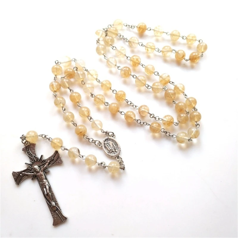 Четки Распятие Крест Ожерелье Натуральные Бусы Католический Ювелирный Подарок