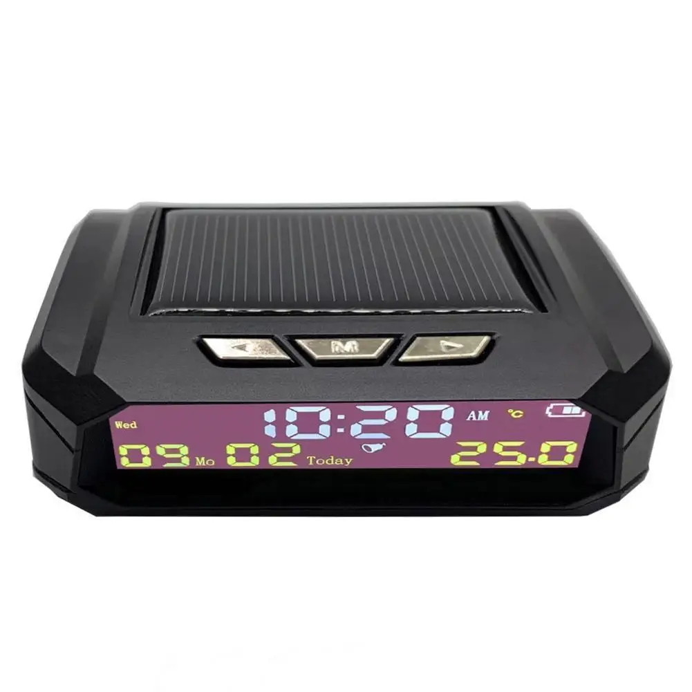 

Solar Car Digital Clock With LCD Time Date In-Car Temperature Display Auto Interior Accessories