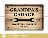 grandpas garage sign personalized garage sign sign for grandpa fathers day gift for grandpa custom aluminum sign garage