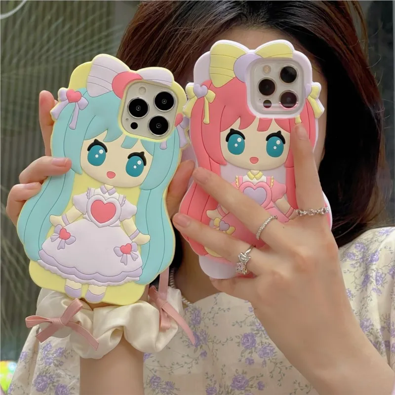 

Y2k Cute Anime Cartoon Kawaii Rabbit Movable Ears Soft Silicone Phone Case For iPhone 14 13 11 12 Pro Max With Lanyard Fashion