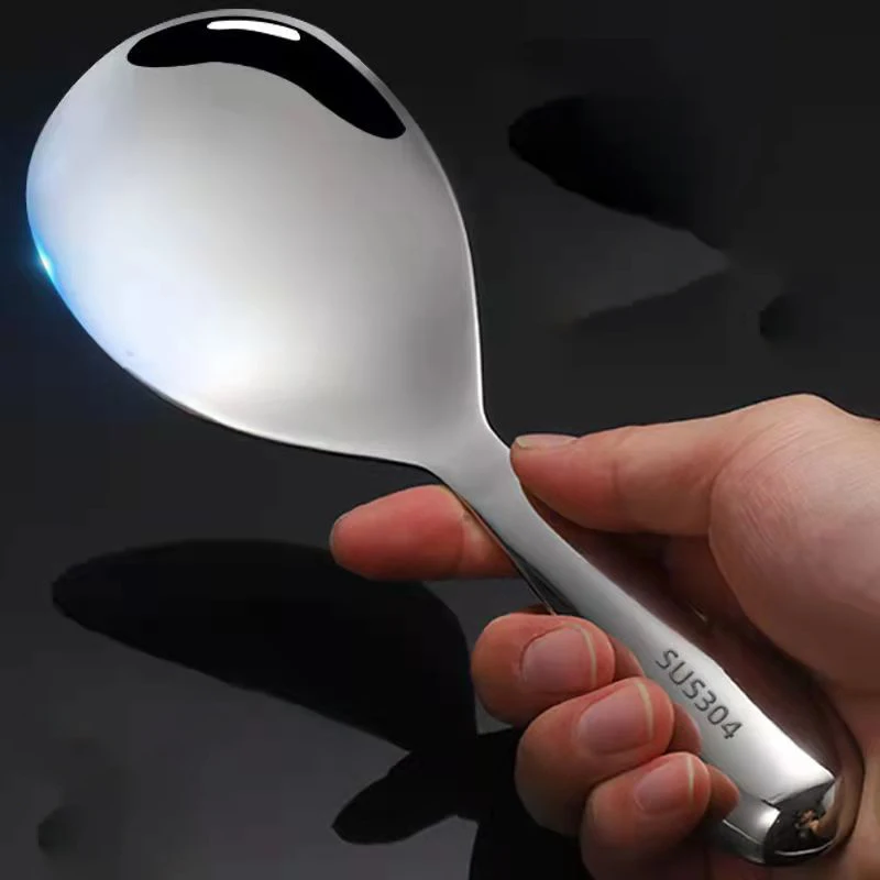 

304 Stainless Steel Spoon Rice Spoon Non Stick Household Rice Shovel Long Handle Spoon Large Size Tablespoon