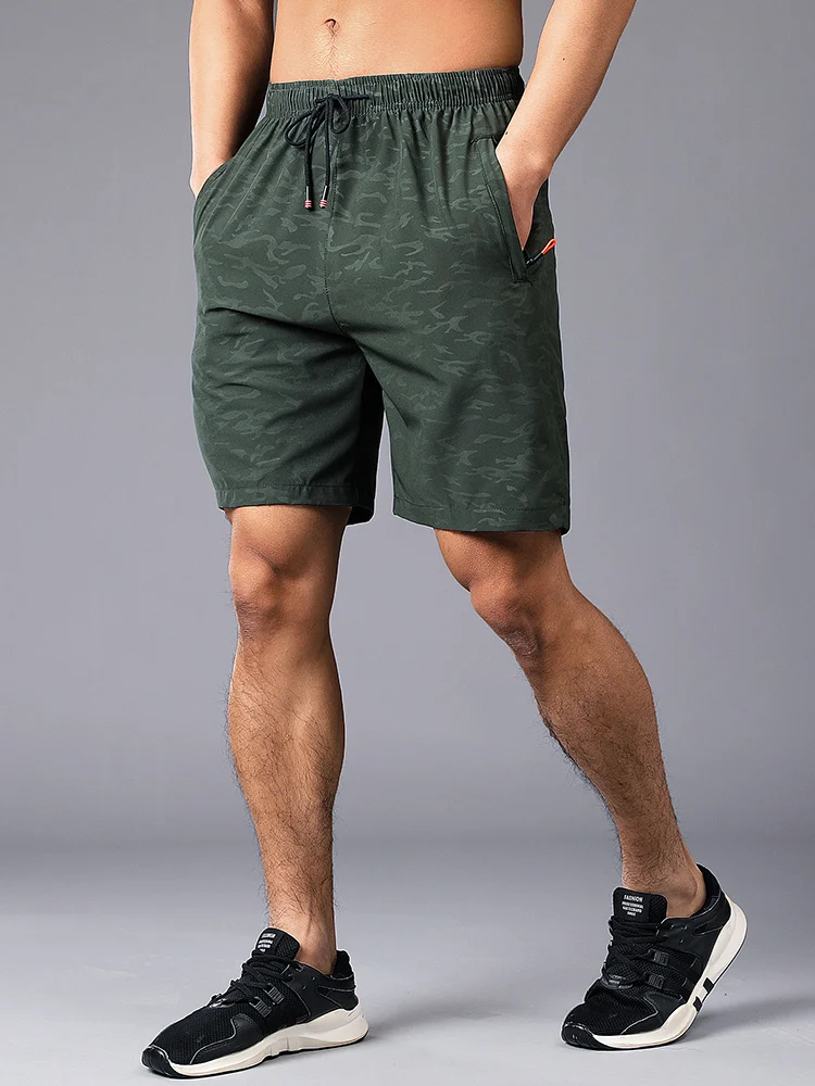 

Summer Camouflage Sweat Men Sportswear Quick Dry Running Sport Short Male Zip Pockets Loose Fitness Gym Shorts 8XL