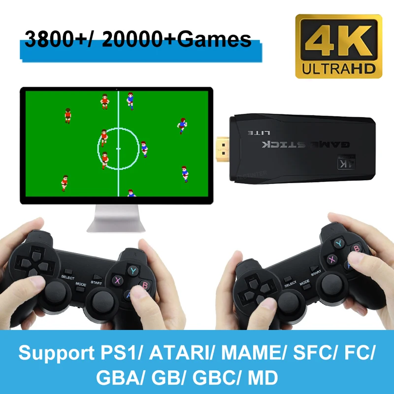TV Game Stick Video Game Console 4K HD 64G Built-in 20000+ Games For PS1/FC/GBA Wireless Gamepad Retro Mini Handheld Game Player images - 6