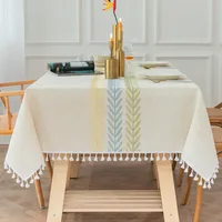 Nordic Style Tablecloth Tassel Tablecloth Oil-proof Disposable Table Mat Household Cotton Linen Decorative Birthday Table Cloth