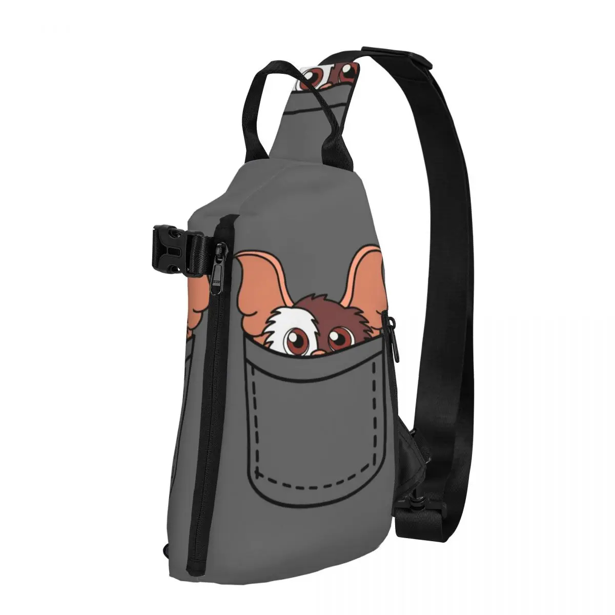 

Gizmo Pocket Hide Shoulder Bags Film Fashion Chest Bag Male Hiking Daily Sling Bag School Print Small Bags