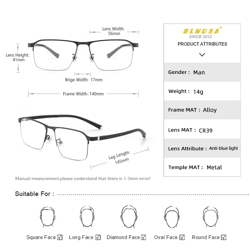 Модные роскошные очки BLMUSA по рецепту женские для чтения с защитой от синего света