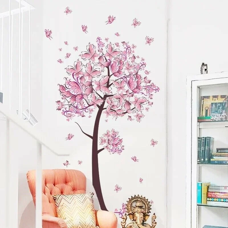 

Butterfly Flowers Tree Wall Stickers Decals Vinyl for Living Room Bedroom Gift