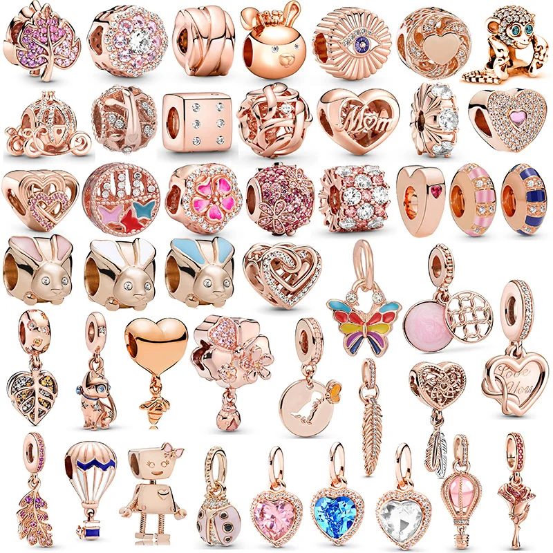 Новые Подвески из розового золота листья кролика сплава Полые бусины-Амулеты для