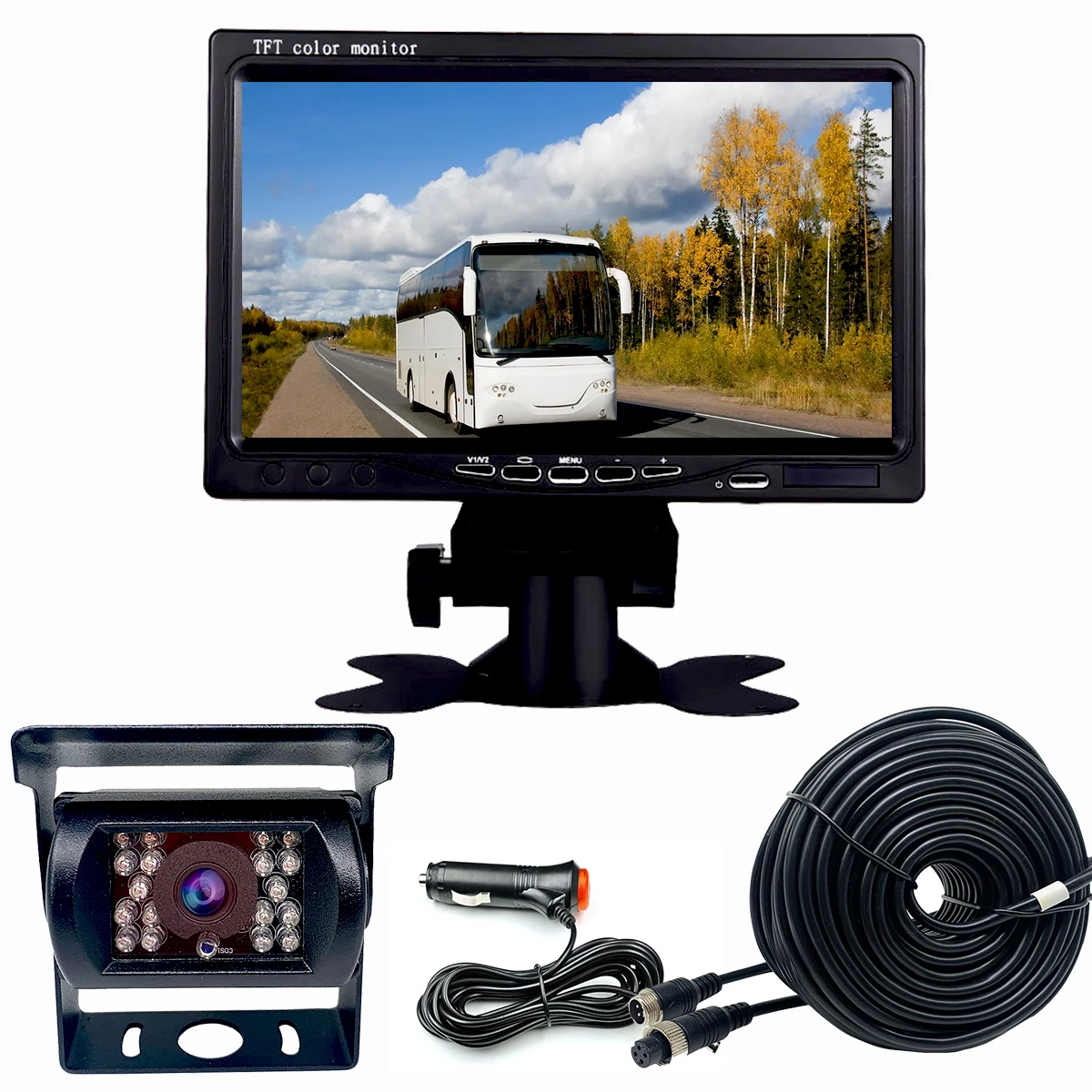 

Автомобильная резервная камера заднего вида, парковочная камера заднего вида, резервная автомобильная камера, 7 дюймовый монитор, Видеосистема, постоянный ток 12-24 В для фотооборудования