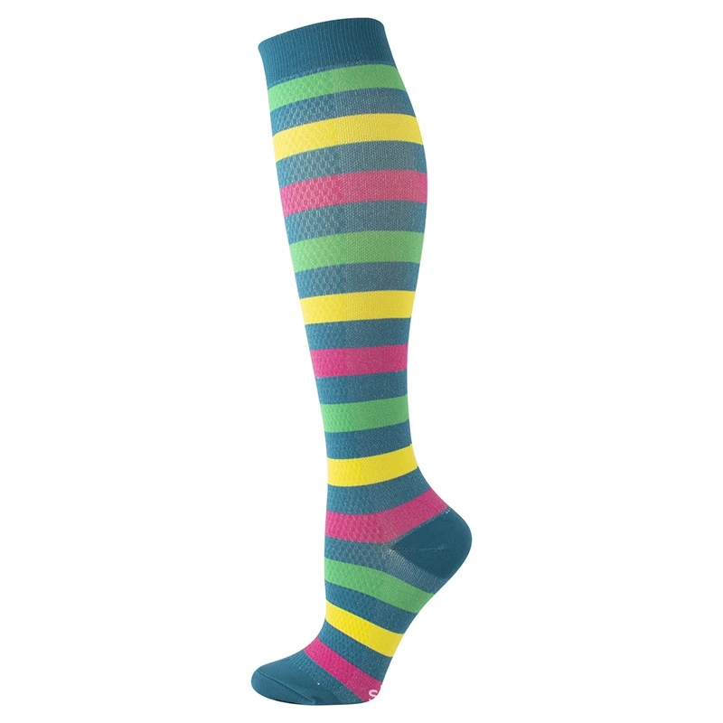 3pcs Stripe Multicolour Keep Warm Outdoor Medium Tube Socks Unisex Elasticity Sports Pressure Socks Varicose Veins Socks