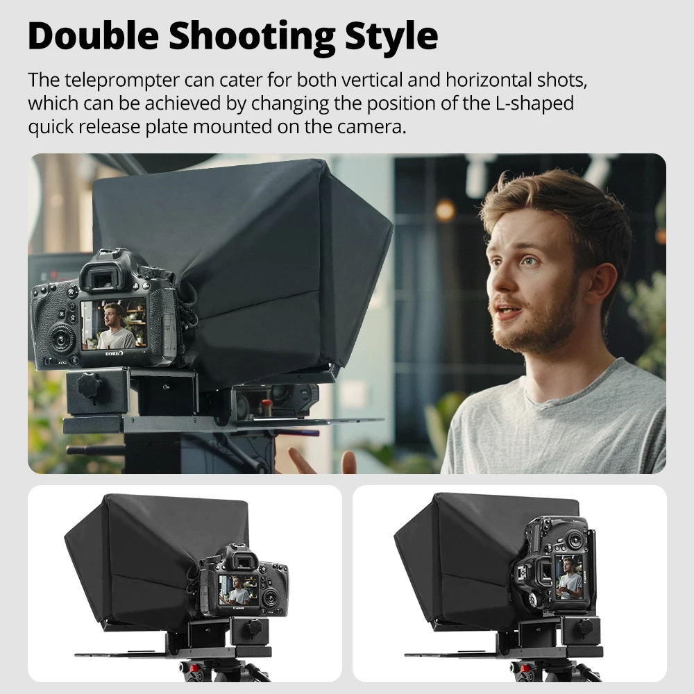 Фото Ambitful T14Pro с большим экраном, профессиональный складной телесуфлер для интервью для смартфона, DSLR-камеры, запись видео в реальном времени №3