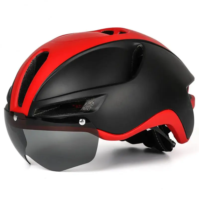 

MTB Cycling Safety Helmet Tail Lights Outdoor Motorcycle Bicycle Helmet With Removable Lens Visor Mountain Road Bike Helmet