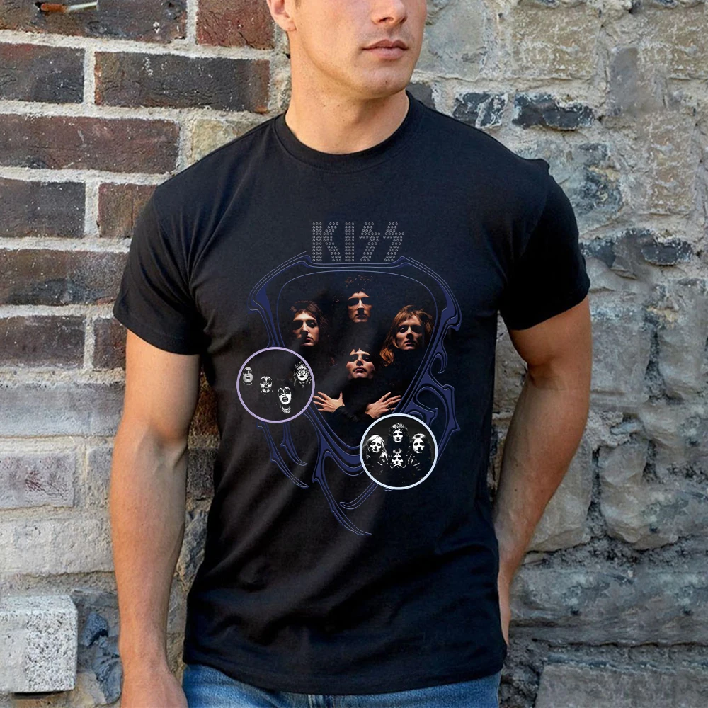 

Новинка 2022, стильная металлическая футболка с рок-группой Kiss Band, женская и Мужская классическая уличная одежда с 3D принтом и коротким рукавом, Свитшот со звездами, топы для пар