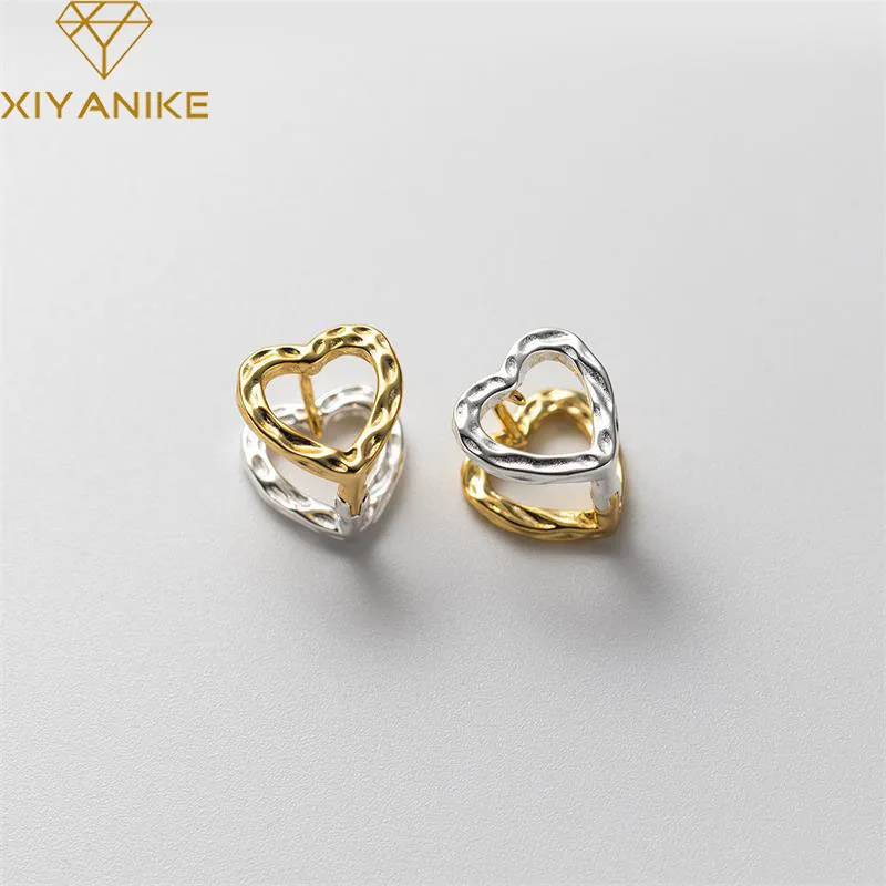 

DAYIN Sweet Hollow Double Love Heart Earrings For Women Girl Cool Fashion New Jewelry Friend Gift Party серьги женские