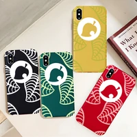 GYKZ Cartoon Animal Crossing Phone Case For iPhone Pro MAX Plus Leaf Pattern Soft Silicone Back Cover Hot Capa