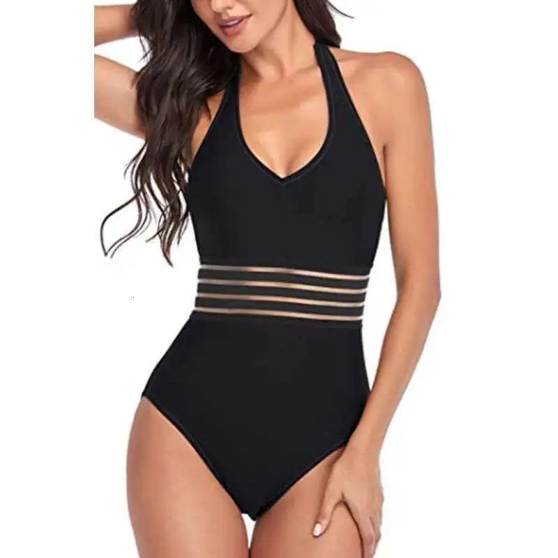 

Lady Sexy Conservative Solid Color One Piece Swimsuit Way Bikini