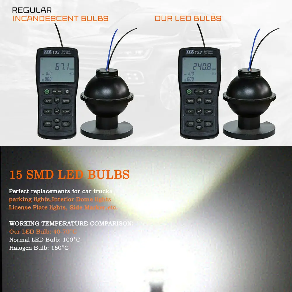 14Smd-4014 + 1Smd-3030 светодиодные лампы заднего хода для номерного знака белые T15 T10 |