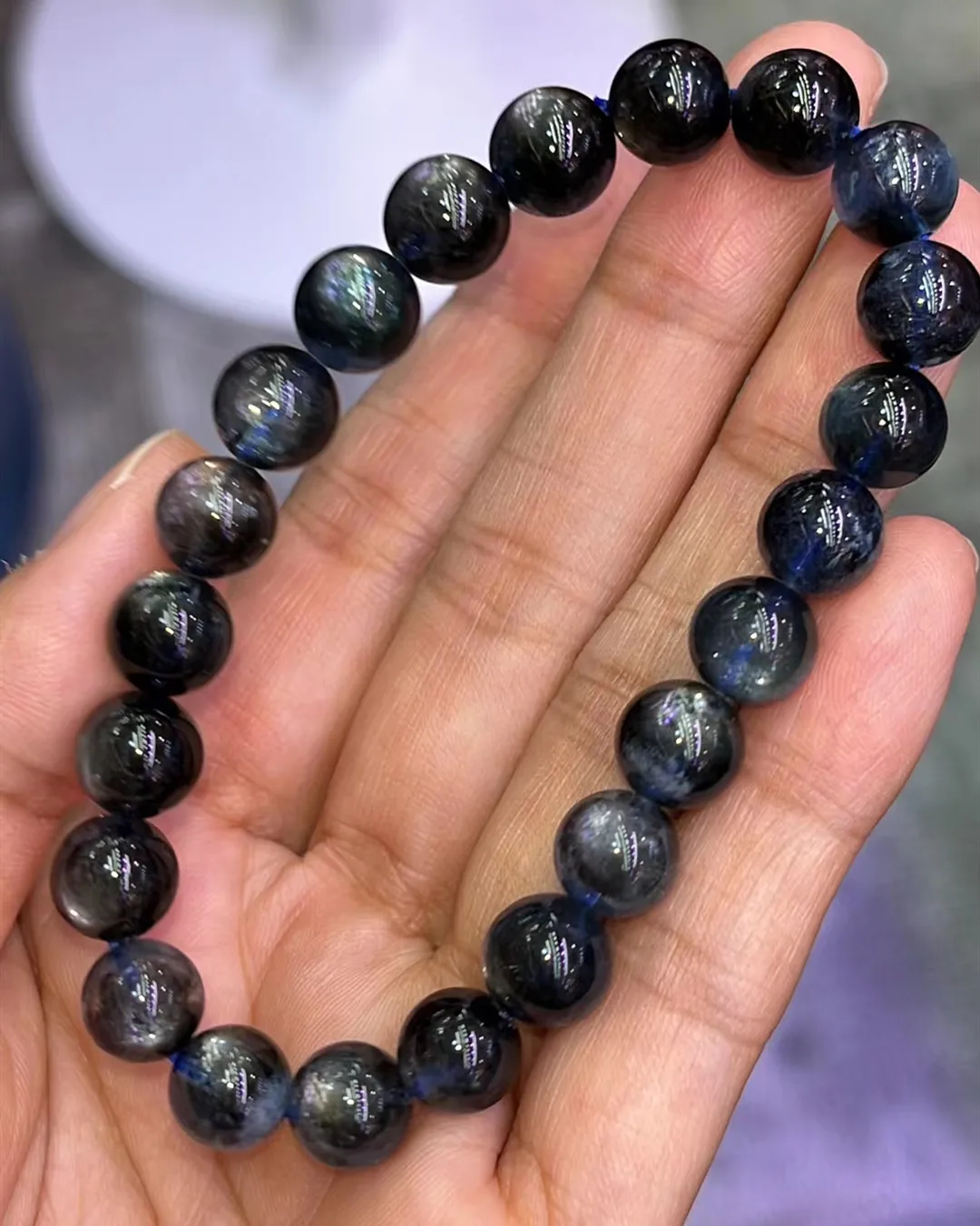 Натуральные голубые аквамариновые прозрачные круглые бусины большой Браслет 8 6