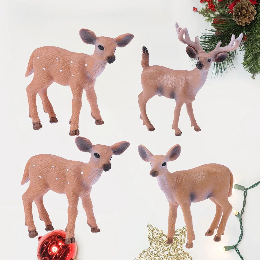 

4Pcs Simulated Wild Deer Model Household Christmas Decor Gift Teaching Tools for Children Home Ornament