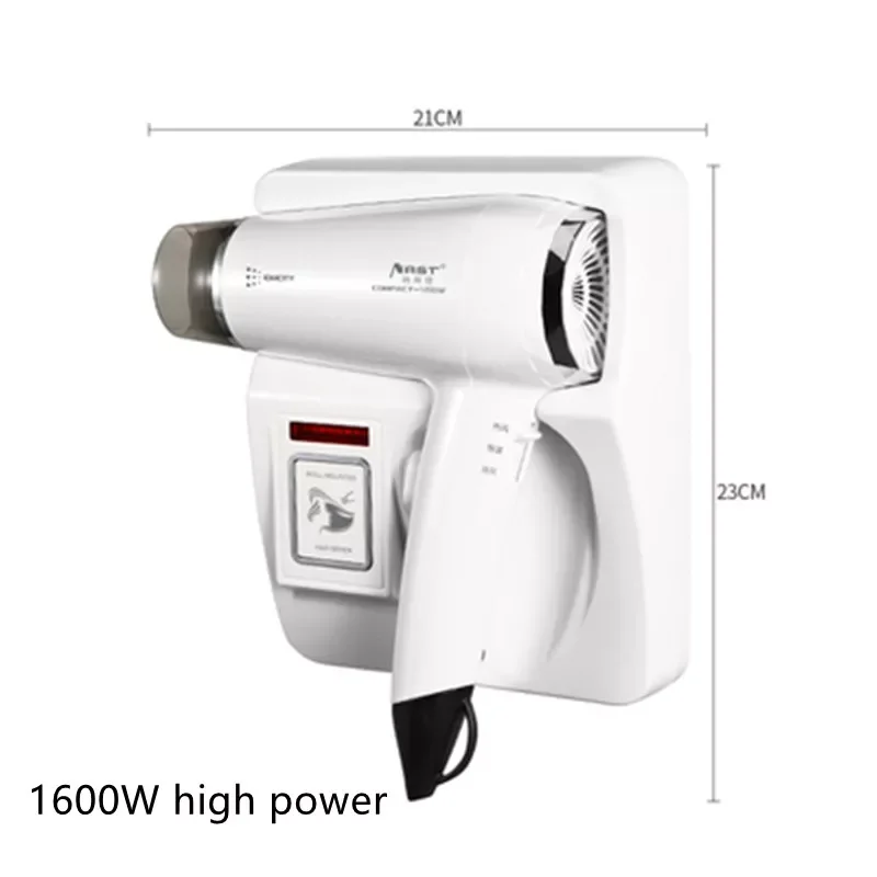 Enlarge 1600W Wall Mounted Hair Dryer Negative ion Electric Hairdryer with Holder Base Hair Care Quick Dry For Household Hotel Bathroom