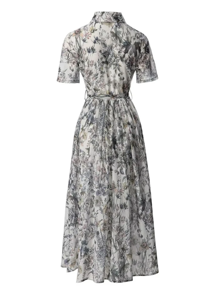 AELESEEN винтажное длинное платье из поплина модный дизайн отложной воротник 100%