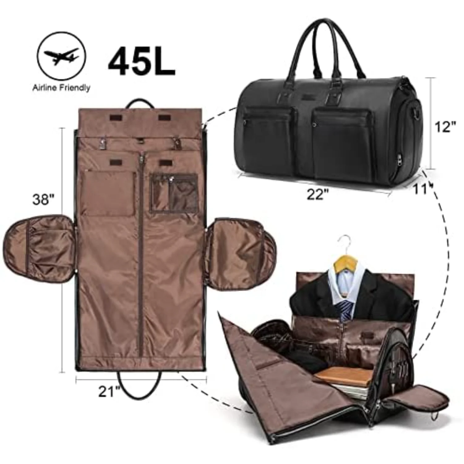 Кожаная сумка-трансформер для одежды Modoker-водонепроницаемая дорожная вещевая