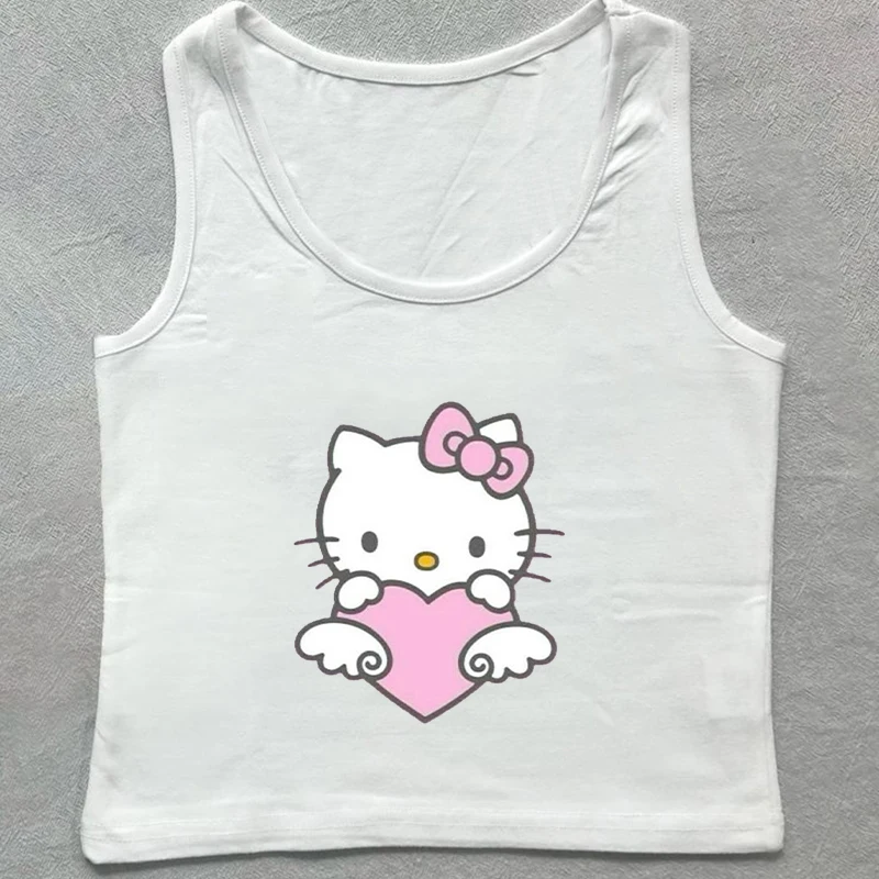 Retro Printed Short Sleeved Summer New Style Niche Design Sense Y2K Hello Kitty Print And Chic T-shirt Slimming Ins Top