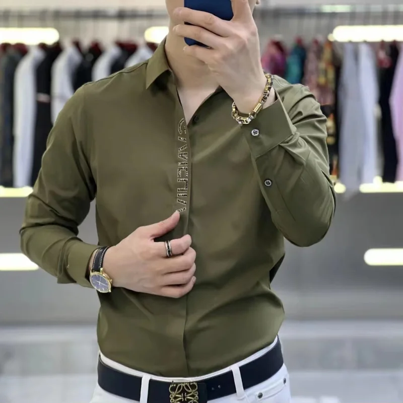 

Men's shirt Long Sleeve Spring and Autumn Business Breathable Non-Ironing Shirts High Quality Tops