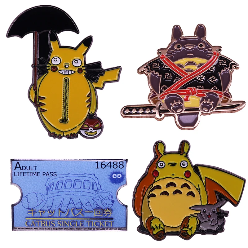 

My Neighbor Totoro Cat Bus Ticket Brooch Cute Fantasy Anime Mix Badge Girl Clothing Accessories Boy Denim Jacket Backpack Pin