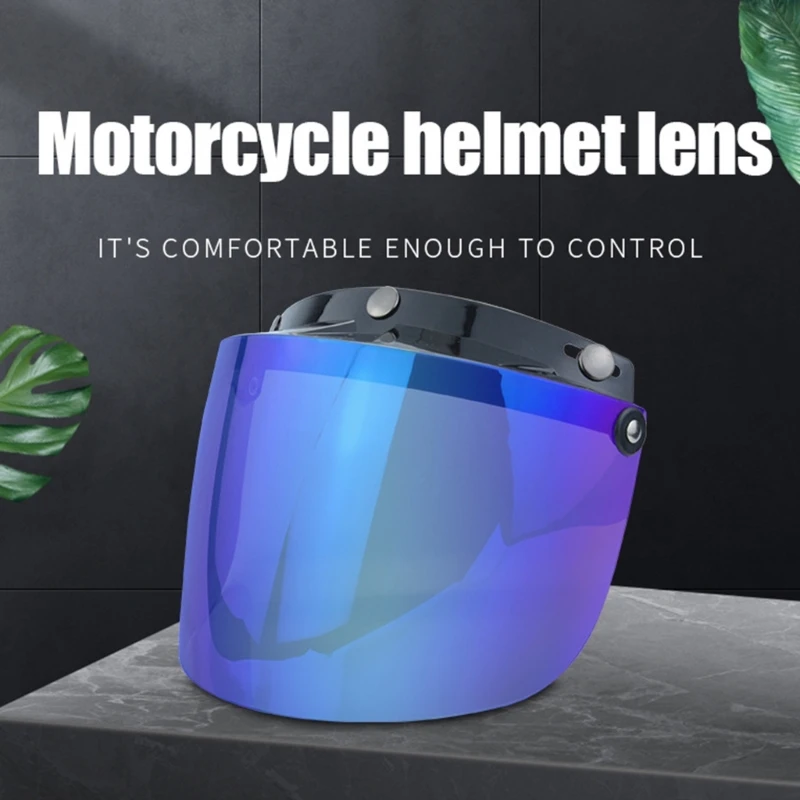 

Helmet Visor Open Face Motorcycle Helmets Visor 3-Snap Helmet Windshield Shield- GTWS