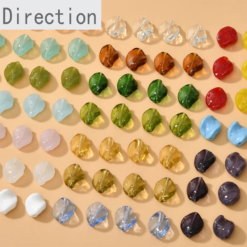 

Glass Multicolor Twisted Willow Leaf Beads Irregular Straight Hole Diy Handmade Beaded Necklace Bracelet Earrings Material