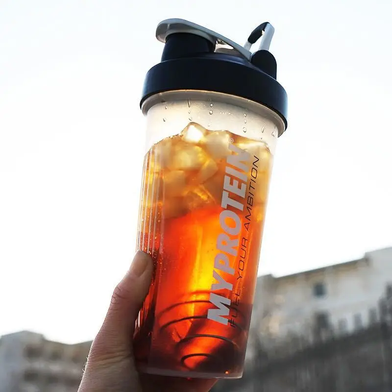 

600ml Sports Shaker Whey Protein Powder Mix Bottle Portable Fitness Kettle with Metal Blender Leakproof lid Outdoor Camping Trip