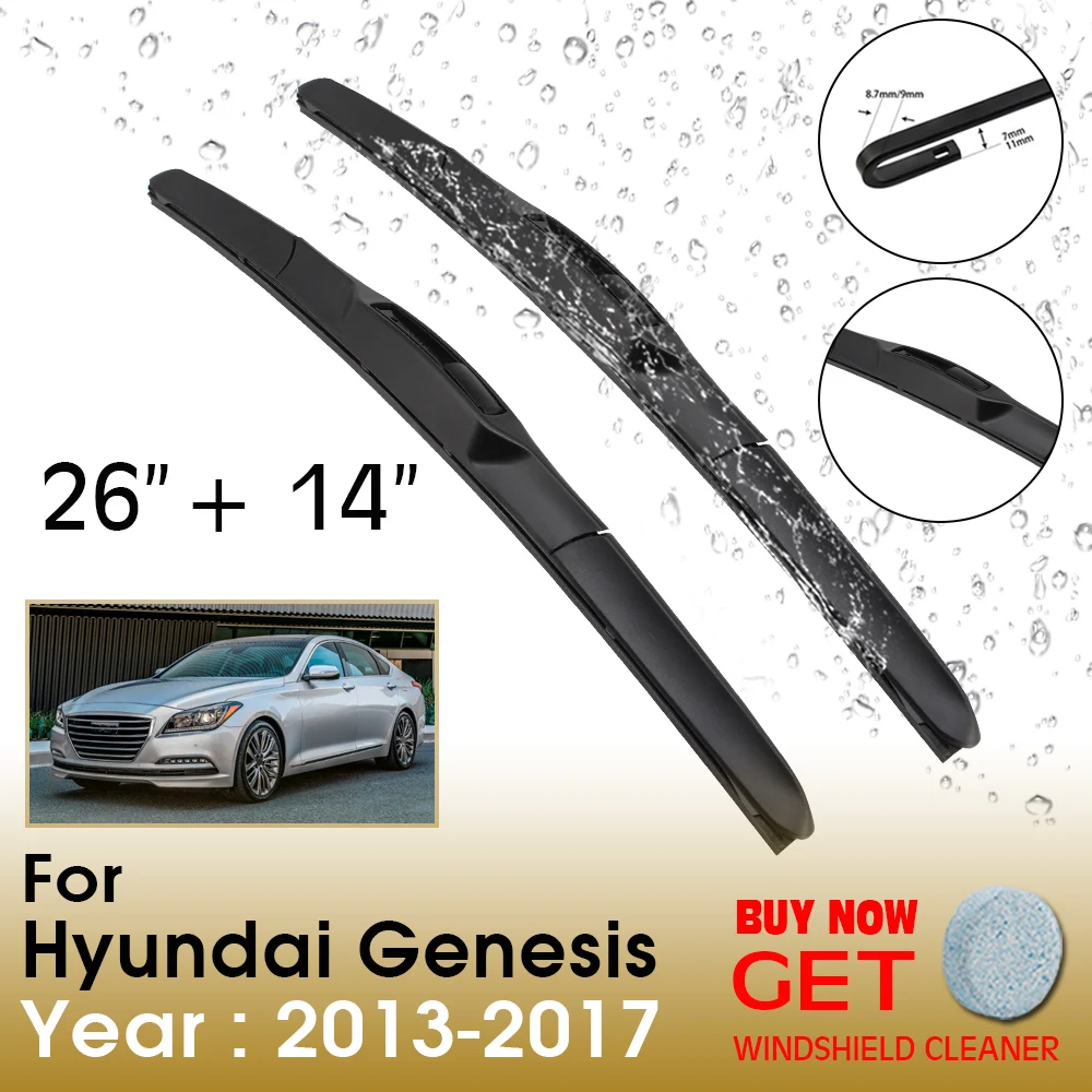 

Car Wiper Blade For Hyundai Genesis 26"+14" 2013-2017 Front Window Washer Windscreen Windshield Wipers Blades Accessories