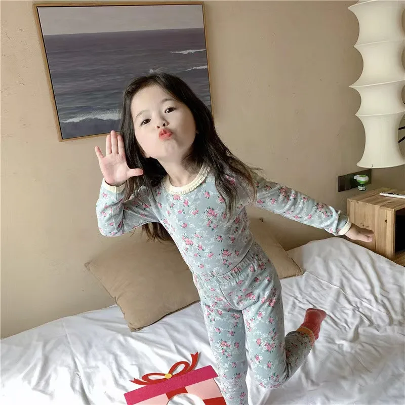 

Baby Sleepwear Set for Girls Spring Summer Infant Floral Long Sleeve Tops+Pants Kids Baby Children Home Wear Clothing