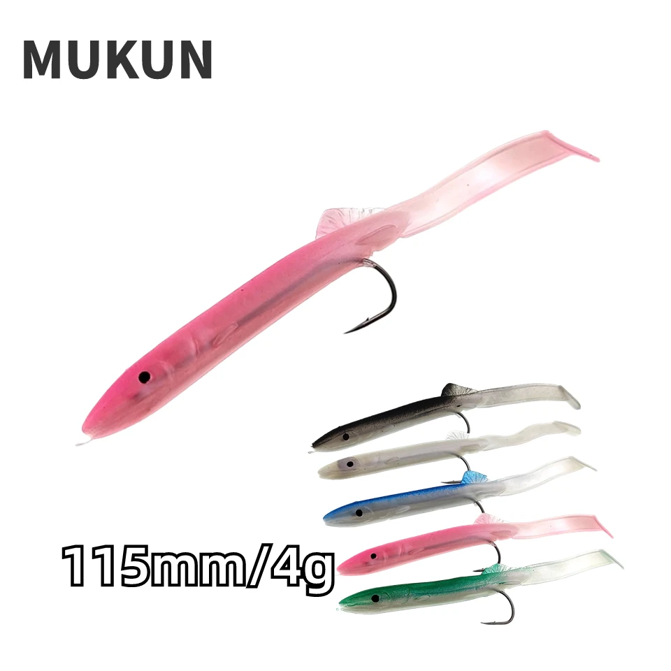 

MUKUN 1pcs Eel Soft Plastic Bait 115mm/4g Saltwater Fishing Lures Artificial Soft Fishing Bait