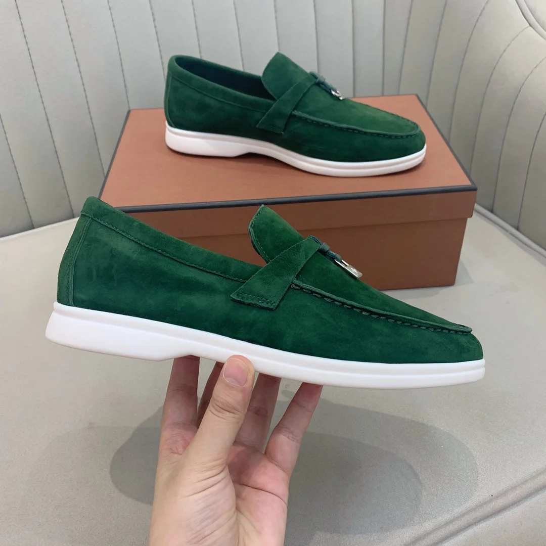 Women Loafers Suede Leather Flat Walking Shoes 2023 Autumn New Designer Luxury Flat Shoes for Men Lovers Casual Driving Shoes