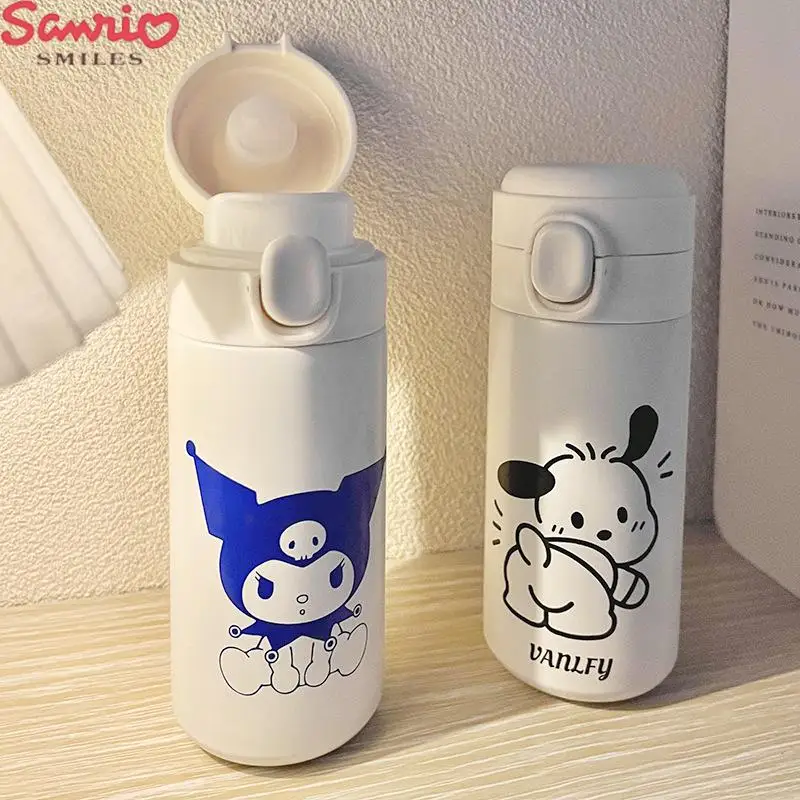 

Термос Kuromi Kawaii, 350 мл, новая чашка Sanrio Pachacco, милый мультяшный штамп, термос, чашка для офиса, дома, школы, изолированная чашка для воды