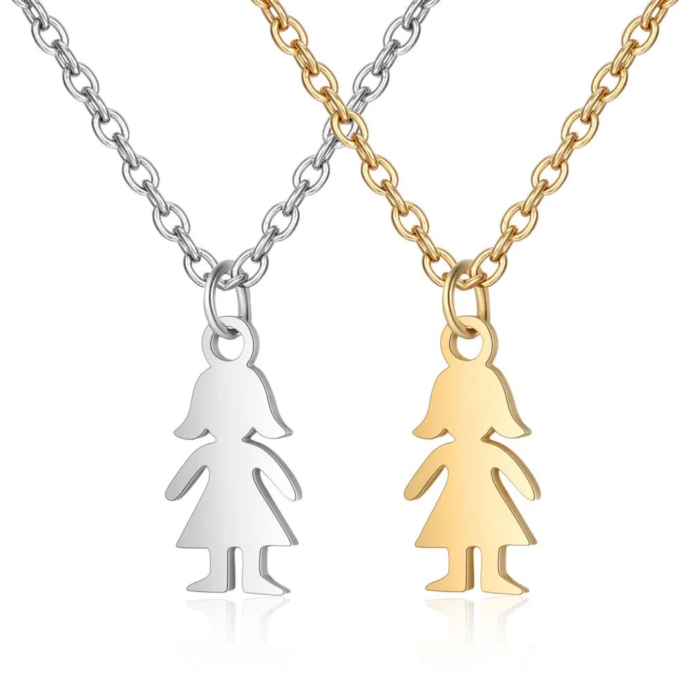 

Little Girl Shape Pendant Stainless Steel Necklace Jewelry Accessories Valentine's Party Gifts For Women Wholesale Gift